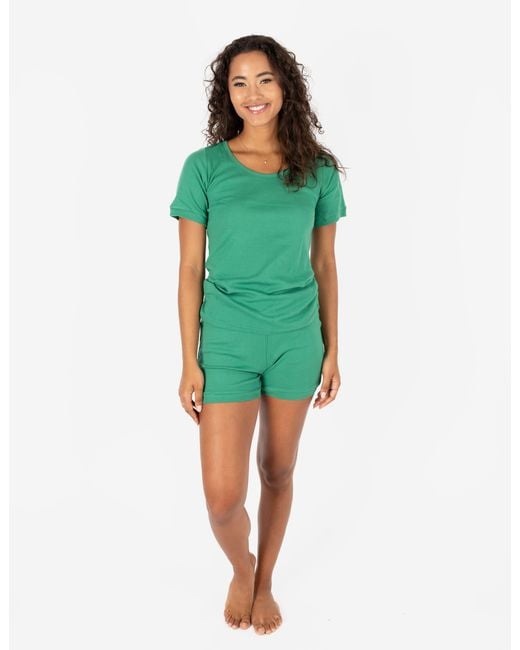 Leveret Green Short Cotton Solid Pajama Set