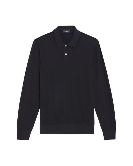 Theory Black Goris Long Sleeve Polo for men