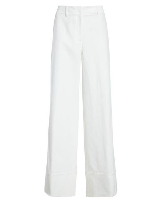 Lafayette 148 New York White Charles Cotton & Linen Wide Leg Pants