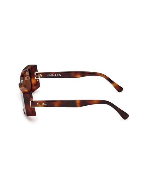Max Mara Brown Spark 54Mm Rectangular Sunglasses