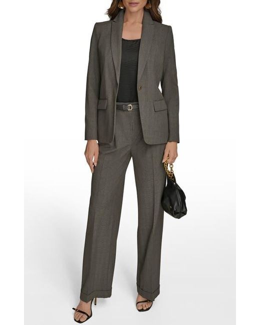 Donna Karan Black Plaid One-Button Blazer