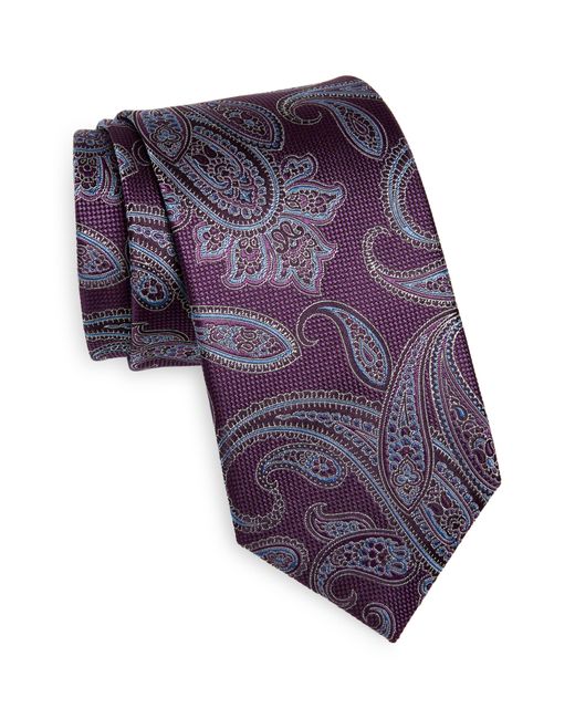 Canali Purple Paisley Silk Tie for men