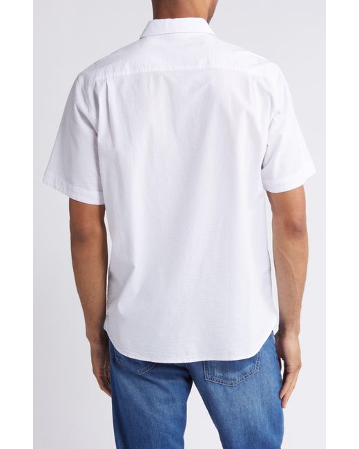 Tommy Bahama White Nova Wave Stretch Short Sleeve Seersucker Button-up Shirt for men