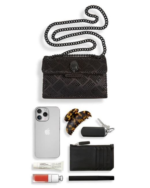 Kurt Geiger Black Mini Kensington Embellished Fabric Convertible Crossbody Bag