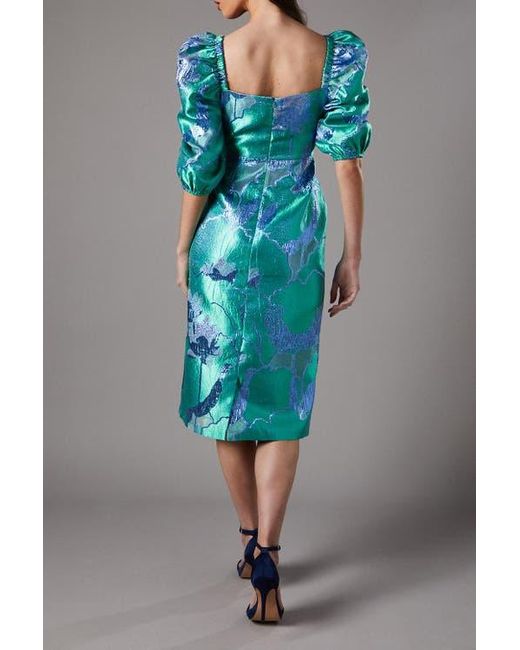 Coast Bubble Sleeve Jacquard Dress in Blue | Lyst