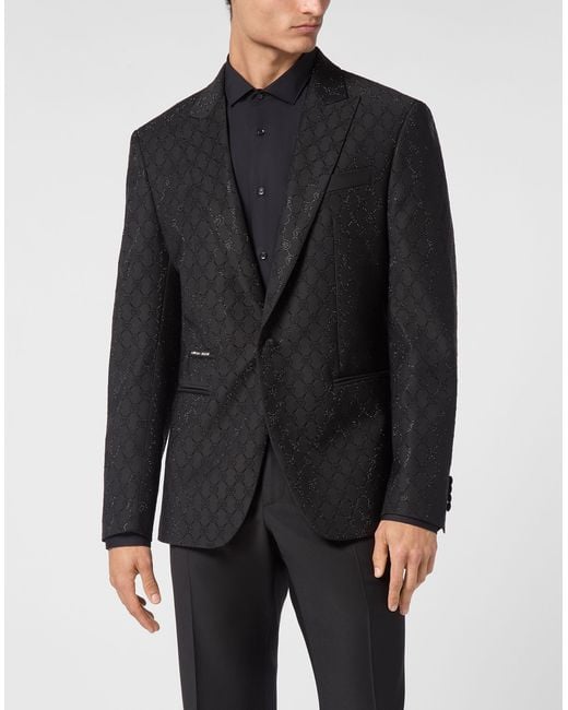 Philipp Plein Black Blazer Monogram for men