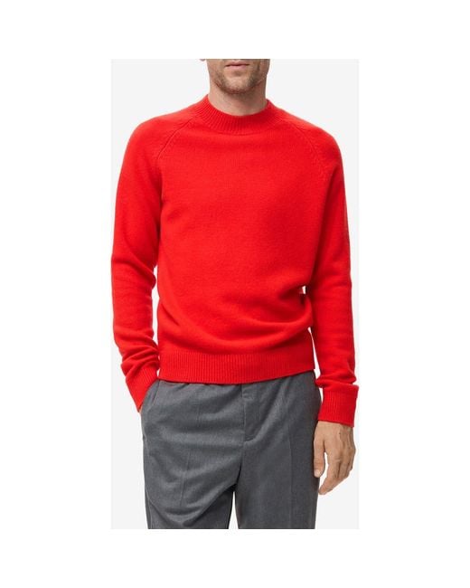 Mango Red Raglan Sleeve Wool Sweater for men