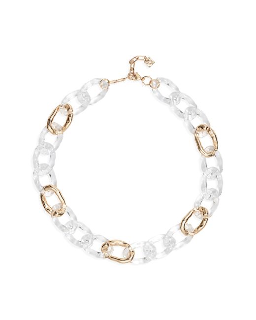 Open Edit White Sculpted Lucite Link Collar Necklace