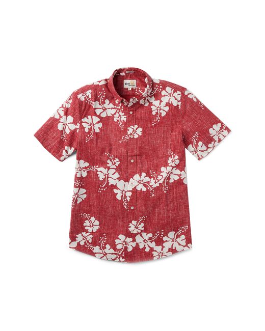 Reyn Spooner Red 50th State Flower Tailo Fit Short Sleeve Button-down Shirt At Nordstrom for men