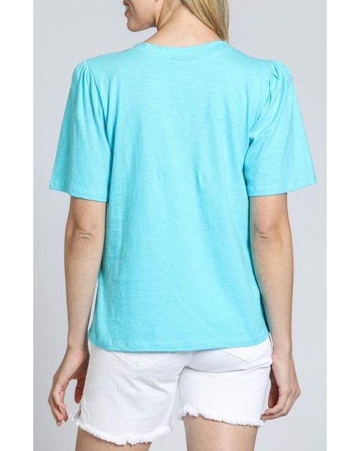 Apny Blue Split Neck T-Shirt