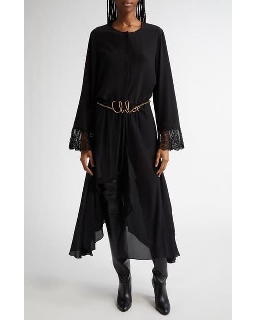 Chloé Sheer Silk Georgette Maxi Skirt in Black | Lyst