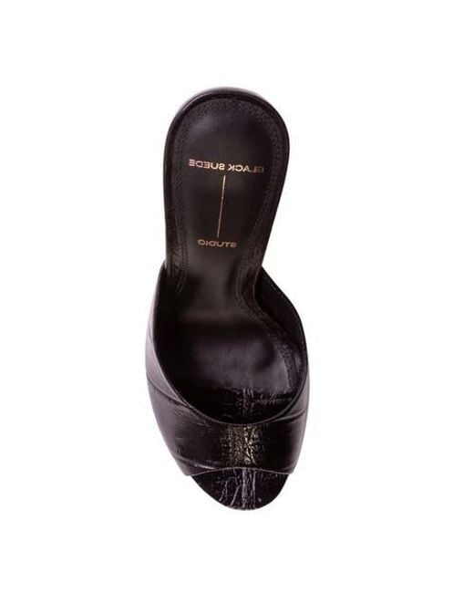 Black Suede Studio Metallic Alessia Croc Mule