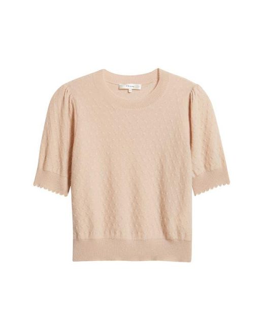 FRAME Multicolor Puff Sleeve Pointelle Cashmere Sweater