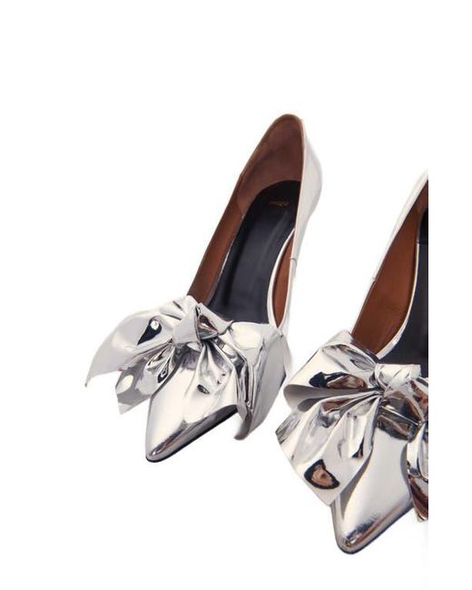 Maje White Leather Pumps With Bow Detail