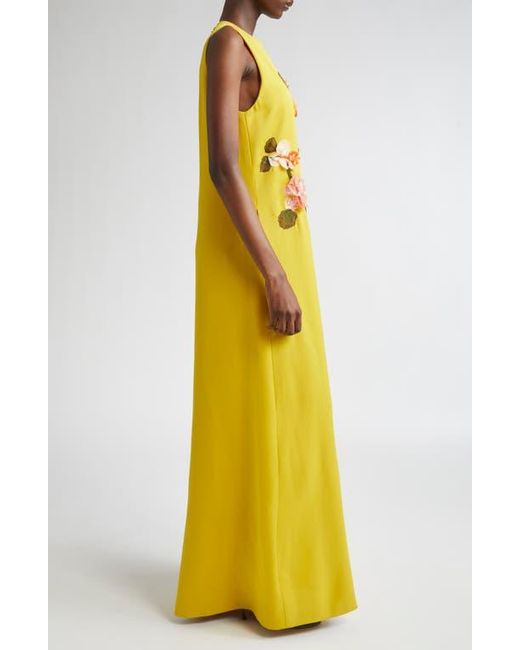Lela Rose Francie Beaded Floral Appliqu Gown in Yellow | Lyst