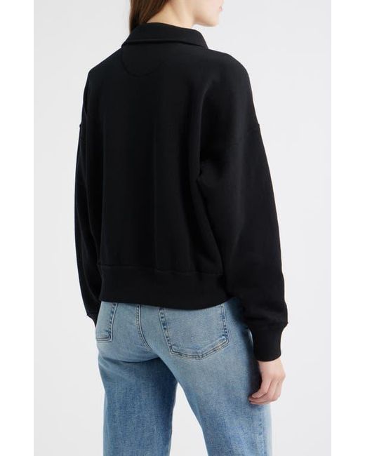 Polo Ralph Lauren Black Cotton Blend Fleece Quarter-Zip Sweatshirt