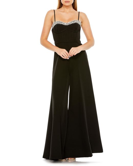 Mac Duggal Embellished Bustier Bodice Wide Leg Jumpsuit in Black Lyst