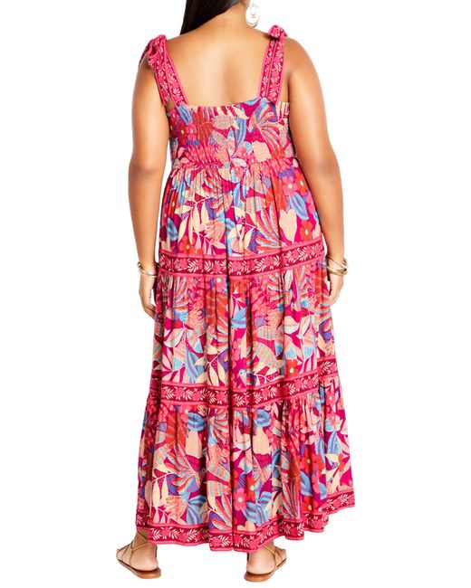 City Chic Red Paradiso Floral Maxi Sundress