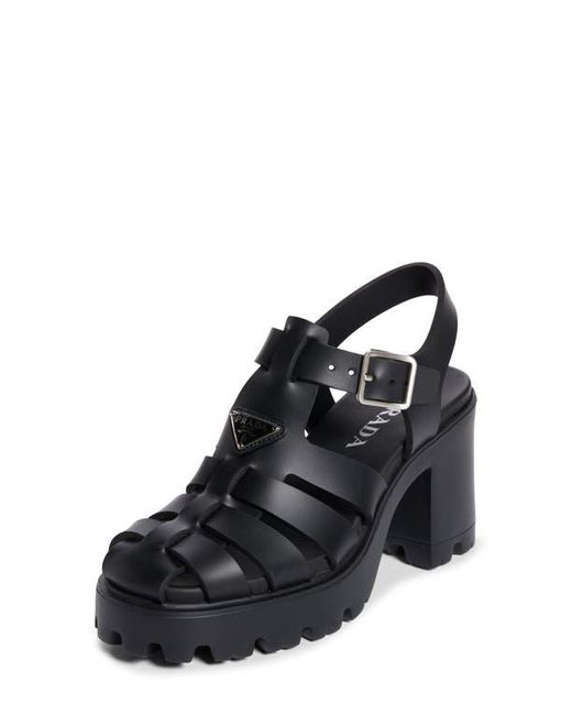 Prada Black Stride Flow Cage Platform Sandal