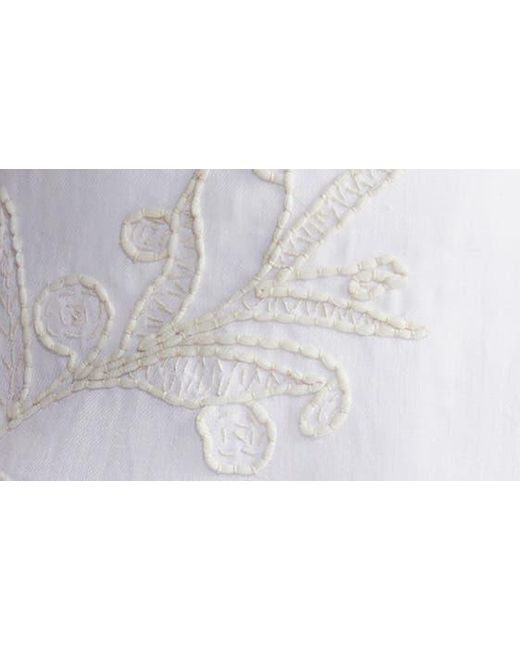 Lafayette 148 New York White Floral Embroidered Linen Midi Skirt