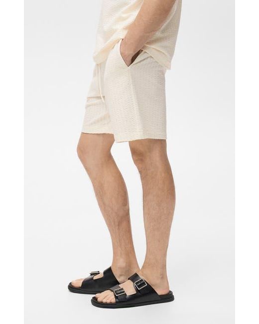 Mango Natural Drawstring Seersucker Shorts for men
