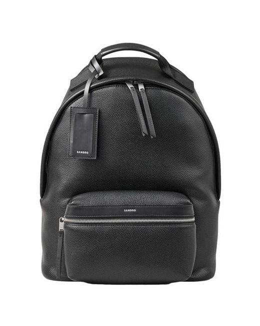 Sandro Black Coated Canvas Backpack for men