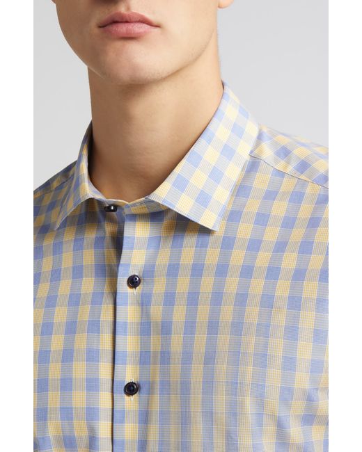 Scott Barber Gray Microdobby Glen Plaid Button-up Shirt for men