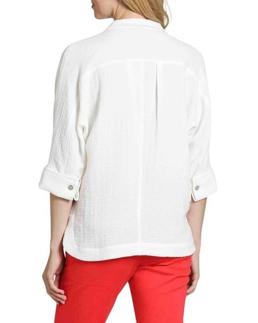 Apny White Textured High-Low Popover Top