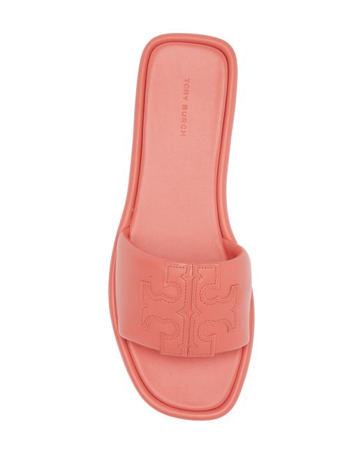 Tory Burch Pink Double-t Leather Sport Slide Sandal