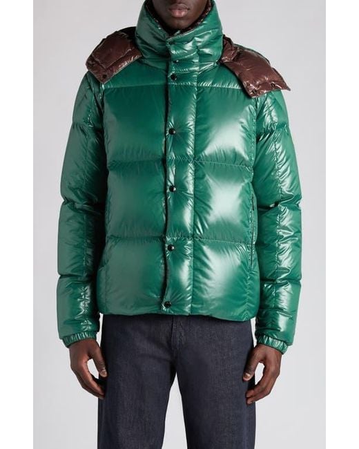 Moncler Men's Green Parana Down Jacket With Removable Hood
