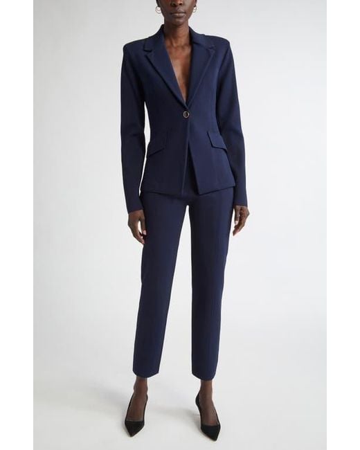 St. John Blue Harper One-Button Knit Jacket