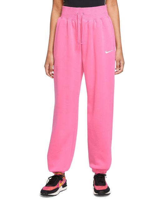 Nike Sportswear Phoenix High Waist Fleece Sweatpants in Pink | Lyst
