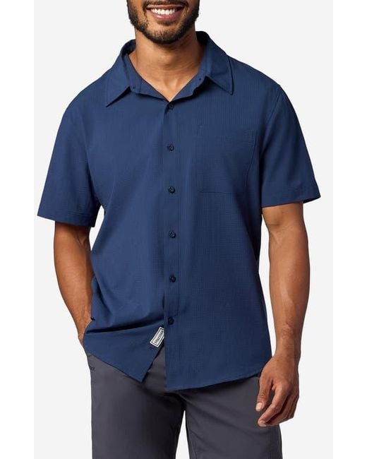Marmot Men's Blue Airexchange Solarshield Upf Short Sleeve Button-Up Shirt