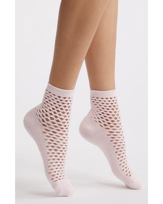 Stems Pink Netted Crew Socks