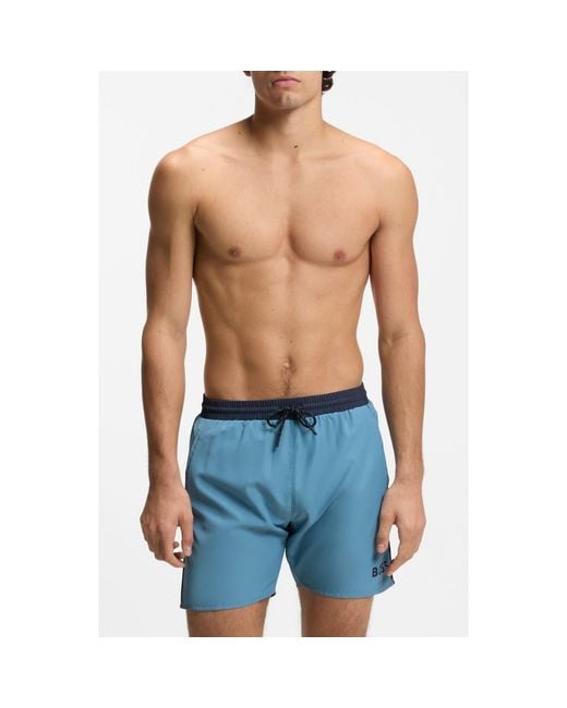 Boss Blue Starfish Solid Swim Trunks for men