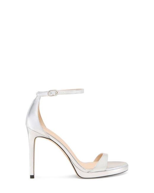 Stuart Weitzman White Nudist Platform Sandal