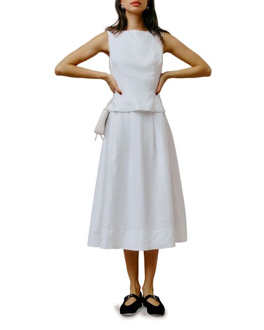 Reformation Gray Moya Linen Two-piece Dress