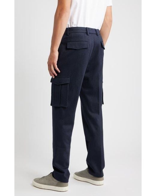 Bugatchi Blue Brushed Knit Flat Front Cargo Pants for men