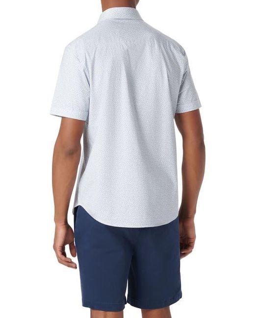Bugatchi Blue Miles Ooohcotton Geo Print Short Sleeve Button-Up Shirt for men