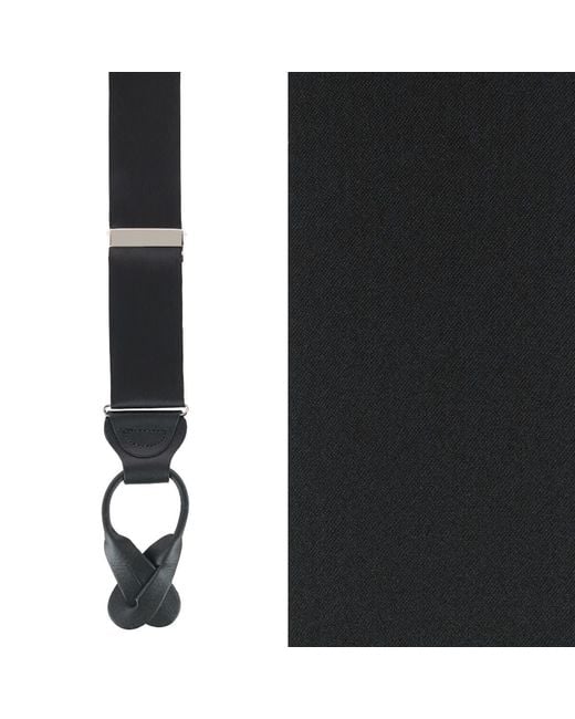Trafalgar Black Dutton Solid Color Silk Button End Suspenders for men