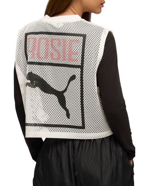 PUMA Gray X Rosé Sleeveless Mesh Crop Jersey