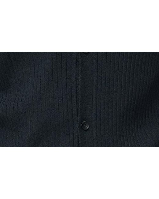 Mango Blue Ribbed Full Button Cardigan for men