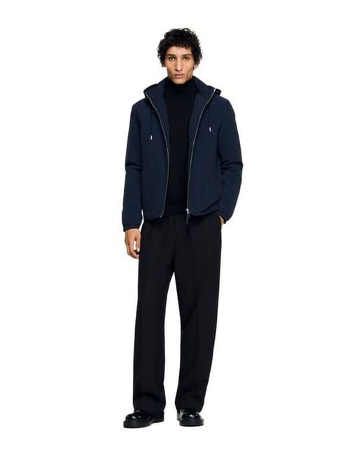 Sandro Blue Hooded Zip-Up Jacket for men