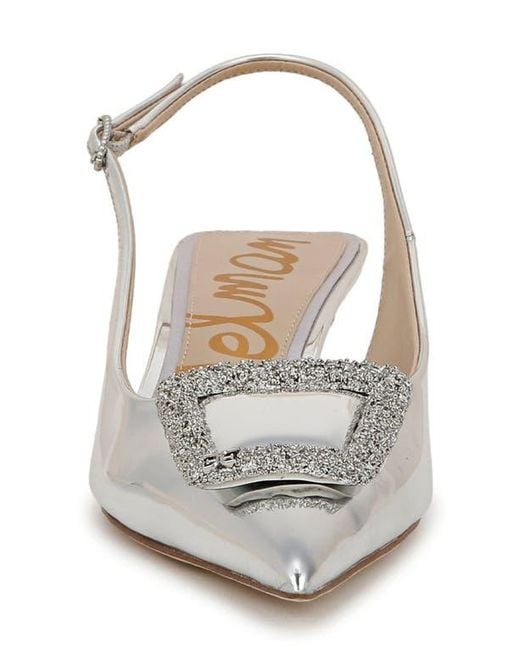 Sam Edelman White Kammie Slingback Pointed Toe Kitten Heel Pump