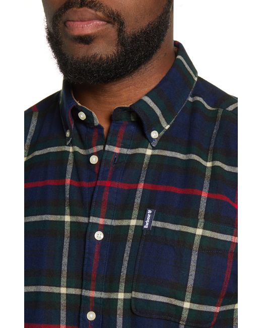 barbour highland check shirt navy