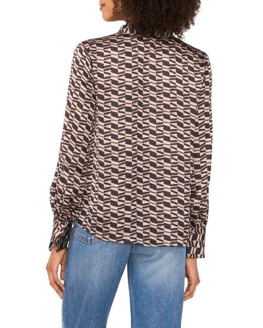 Vince Camuto Blue Geo Print Long Sleeve Top