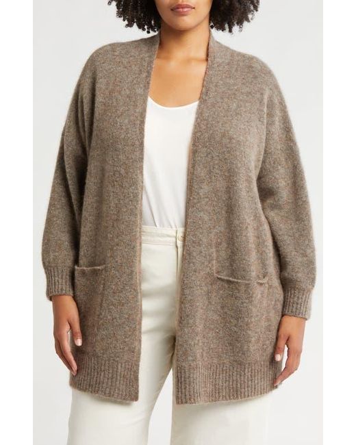 Eileen Fisher Brown Open Front Brushed Cardigan