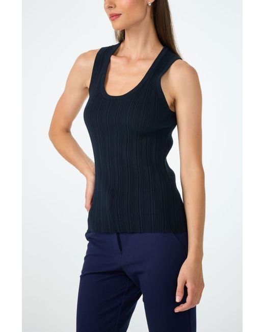 Trina Turk Blue Gibraltar Scoop Neck Knit Tank