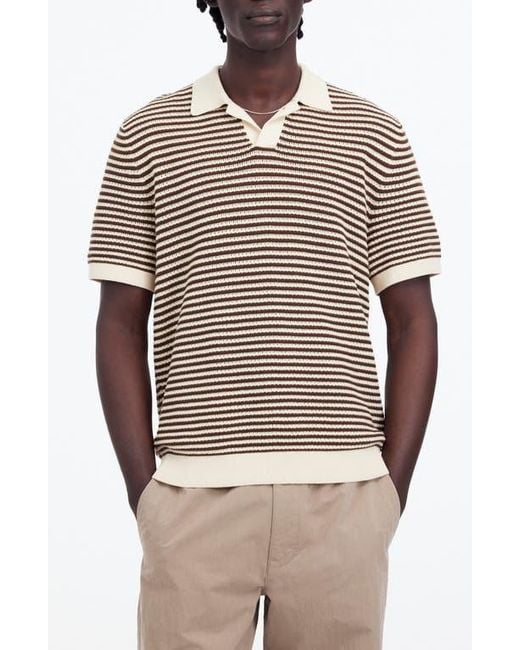 Madewell Multicolor Pointelle Stitch Single Button Sweater Polo for men
