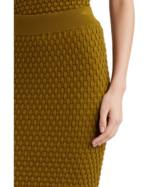 Dries Van Noten Green Tiffany Basket Weave Body-con Midi Skirt